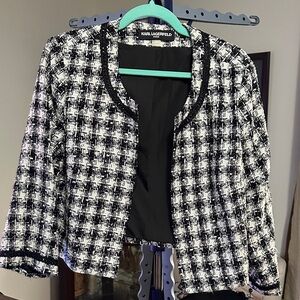 Karl Lagerfeld Black and White Checkered Blazer